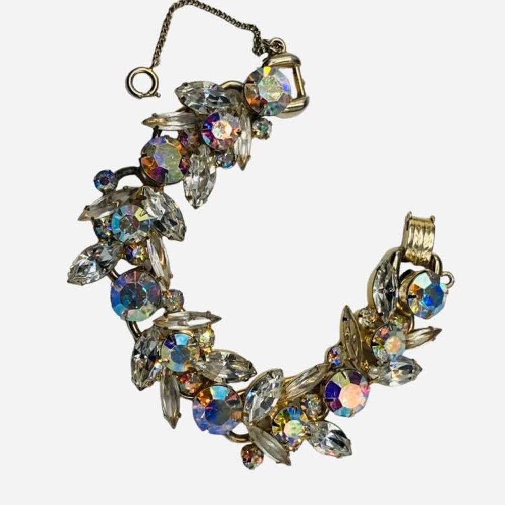 Vintage Juliana Clear and AB Rhinestone Link Bracelet - Picture 1 of 5